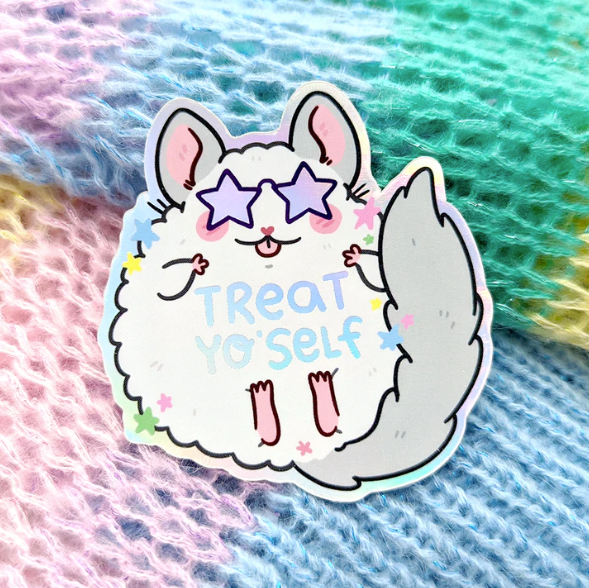 Fox & Cactus - Treat Yo' Self Chinchilla Vinyl Sticker