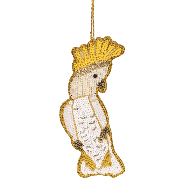 Yellow Crested Cockatoo Hanging Tree Decoration