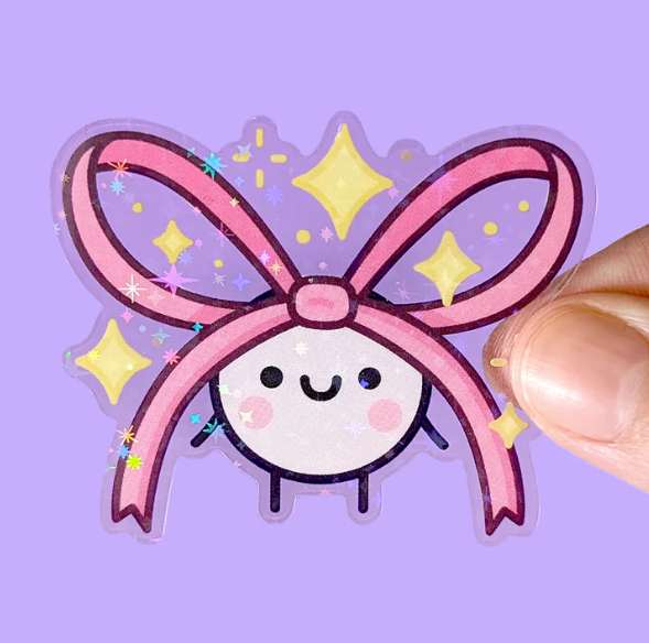 Fox & Cactus - Squish Bow Clear Sticker