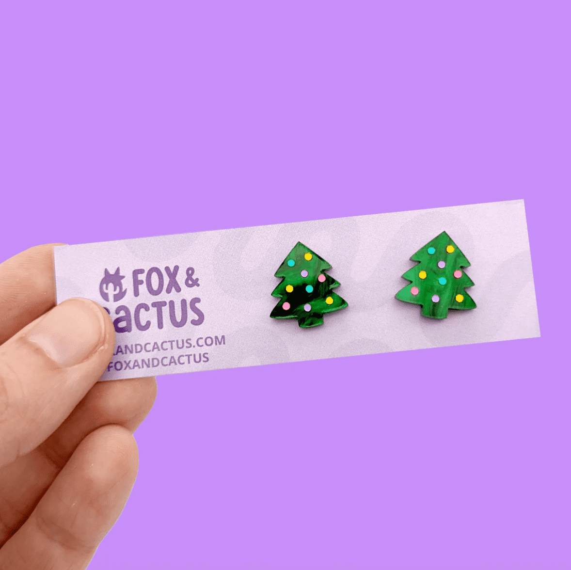 Fox & Cactus - Christmas Tree Stud Earrings