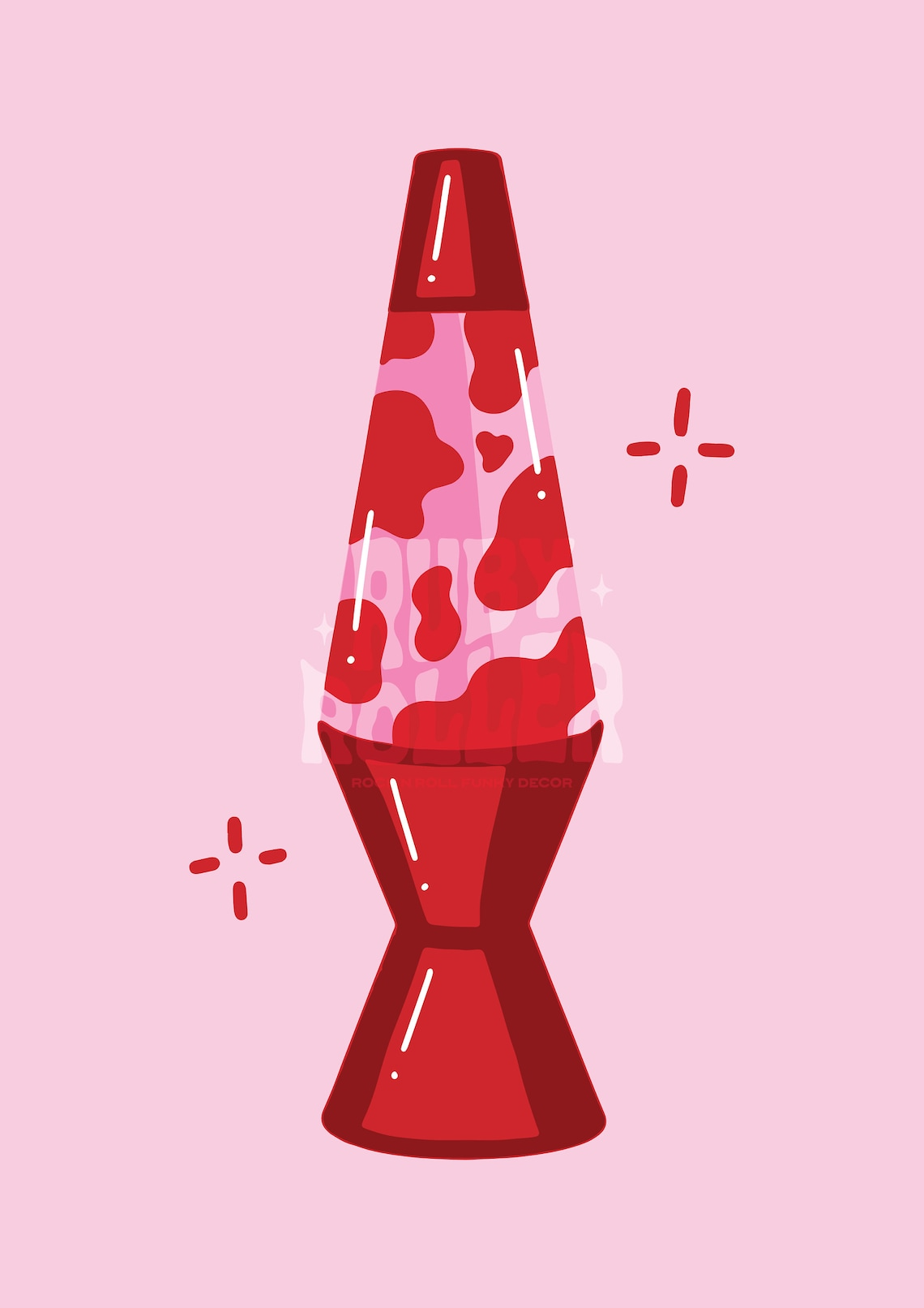 Ruby Roller Lava Lamp Art Print in A4