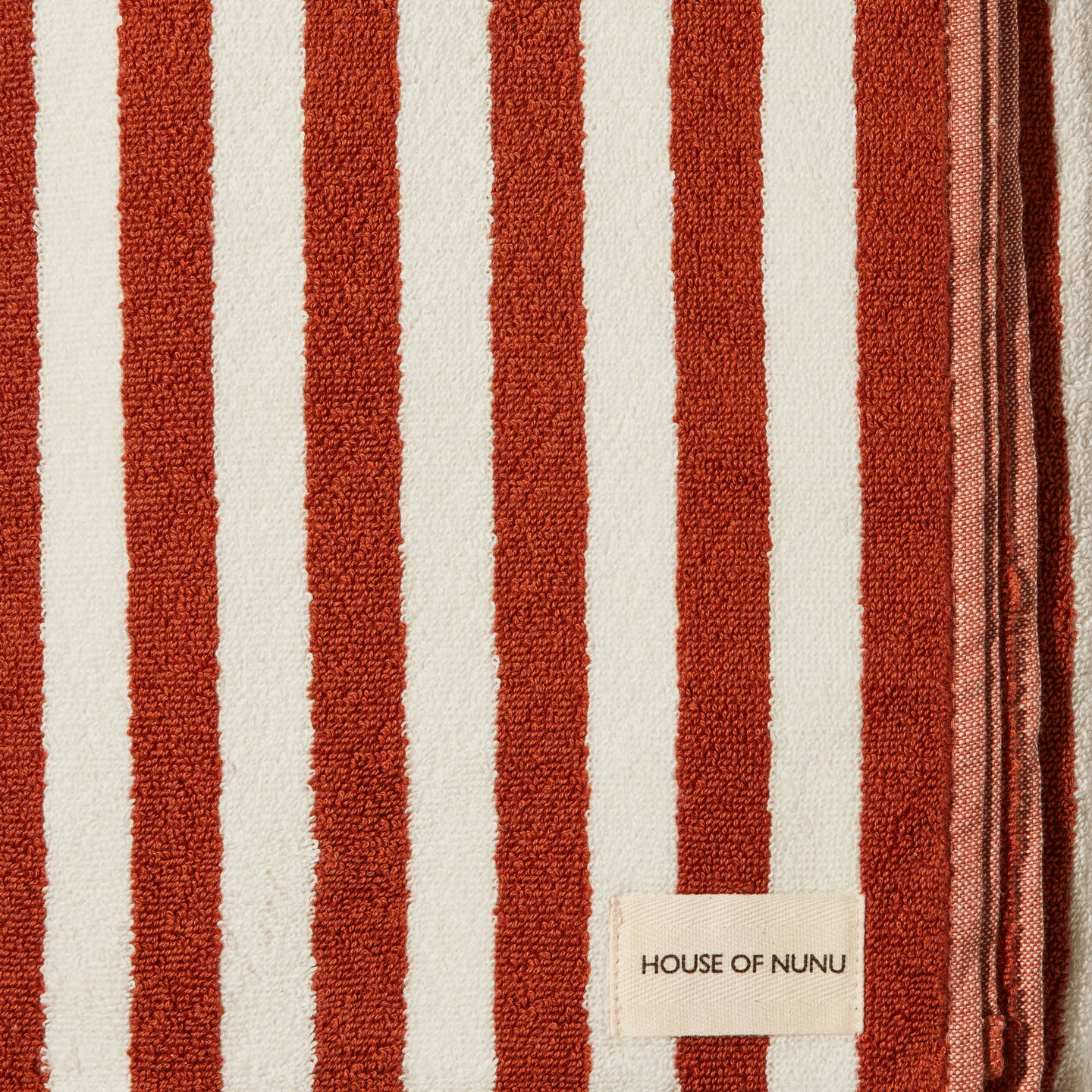 House of Nunu - Bath Towel in Red Ochre Stripe