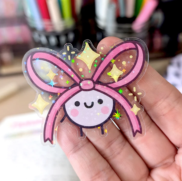 Fox & Cactus - Squish Bow Clear Sticker