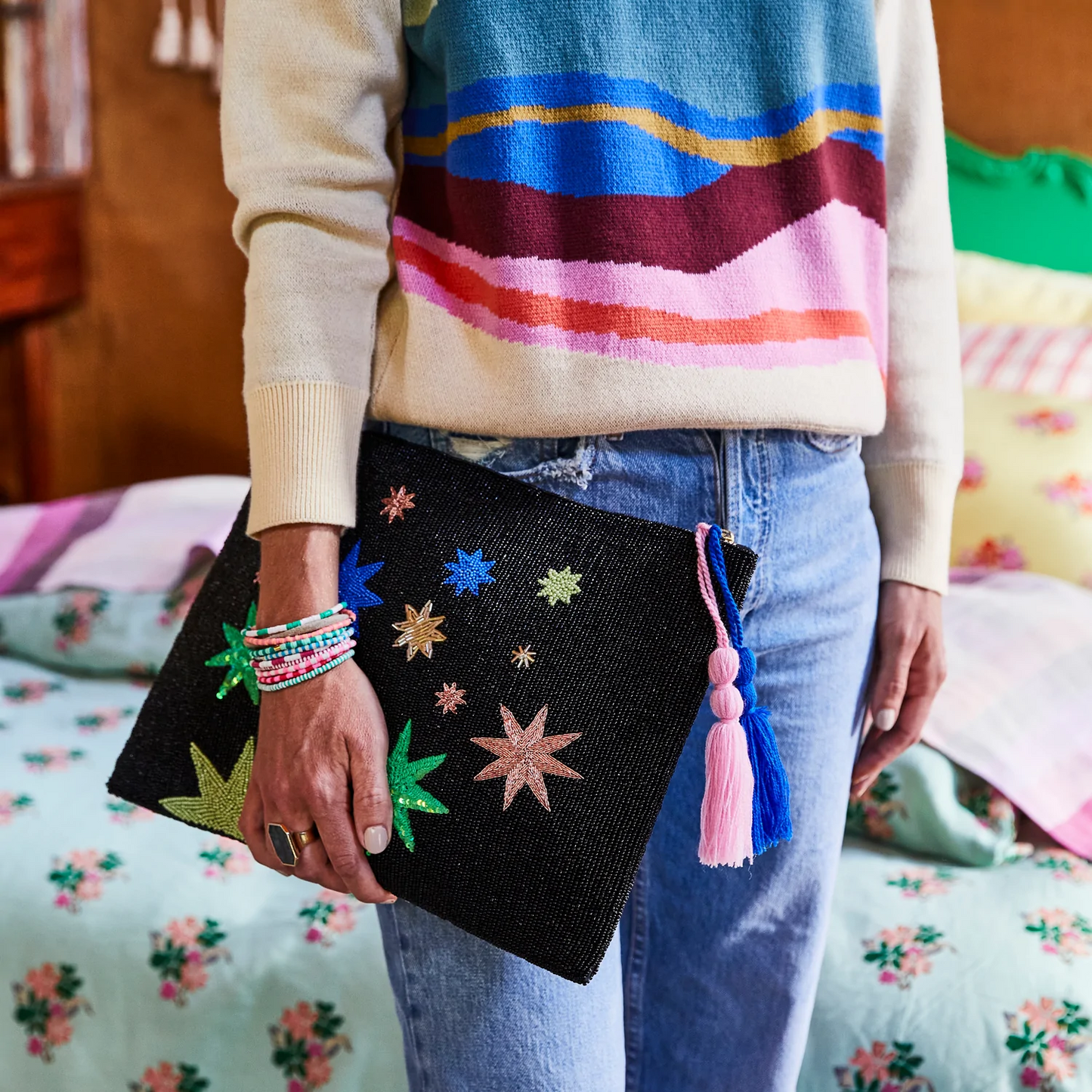 Sage & Clare Beaded Luna Embellished Clutch