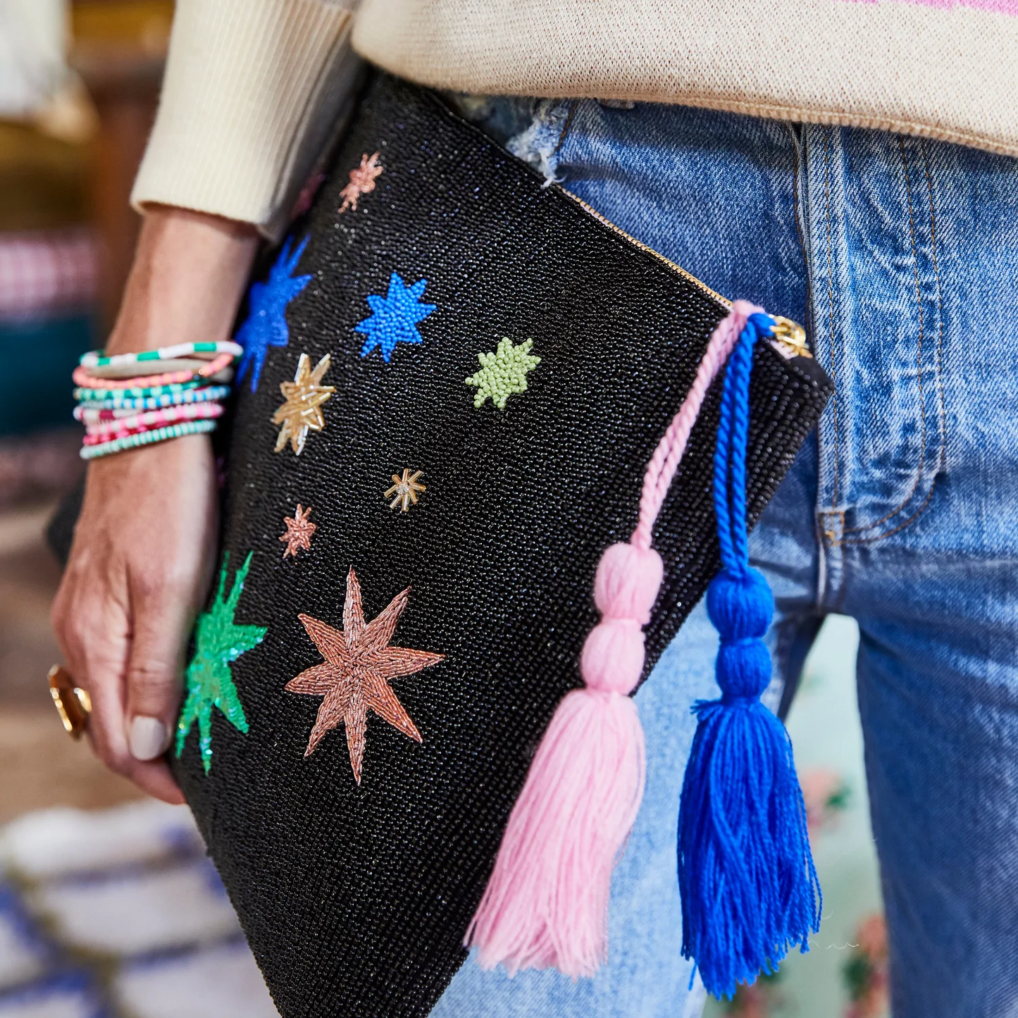 Sage & Clare Beaded Luna Embellished Clutch