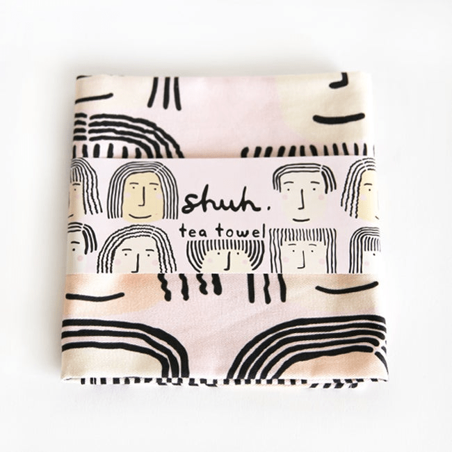 Shuh Lee folded Fab Faces Tea Towel