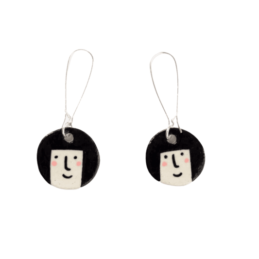 Shuh Lee Happy Faces Ceramic Drop Earrings. 