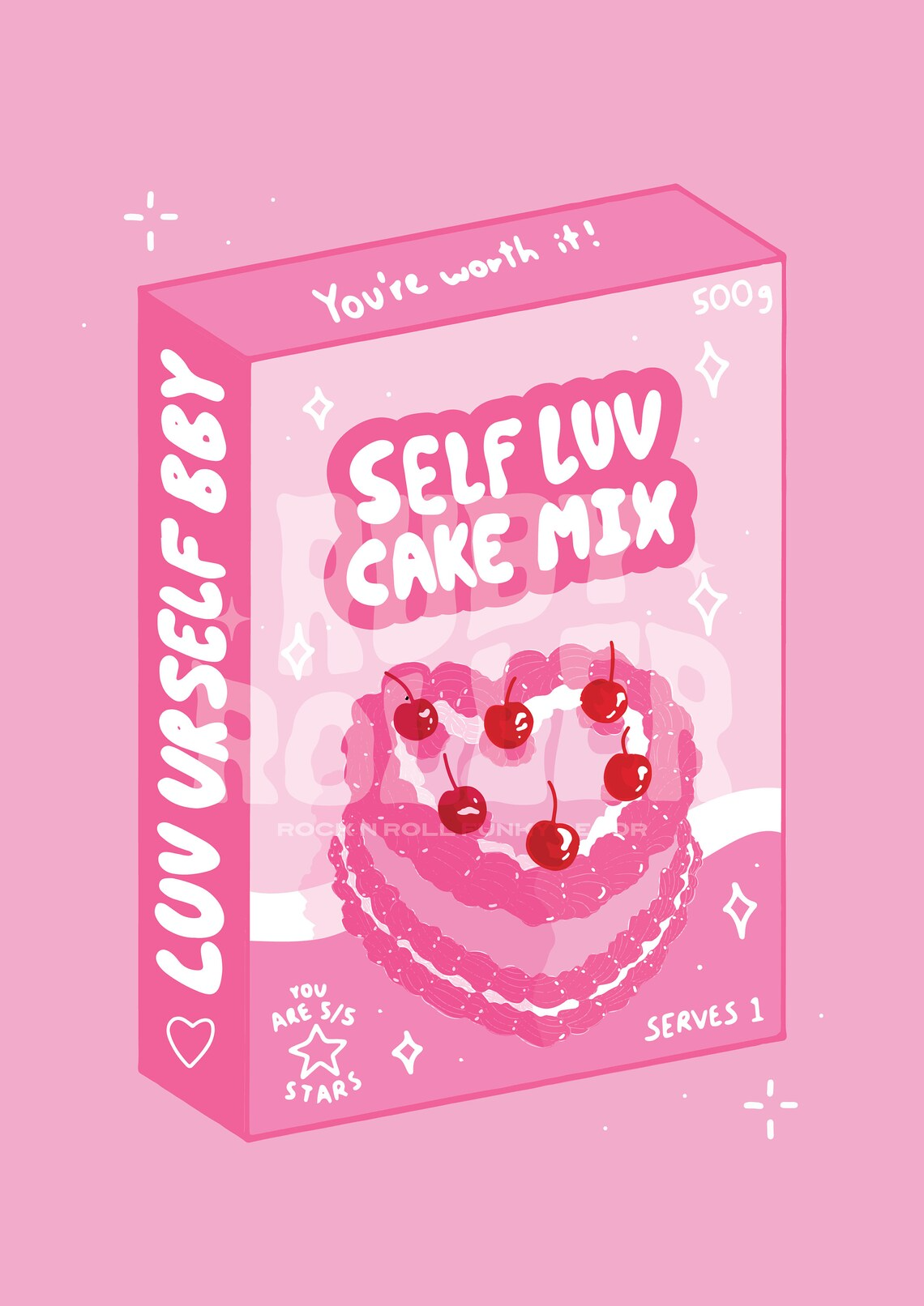 Ruby Roller Self Luv Cake Mix Art Print in A4