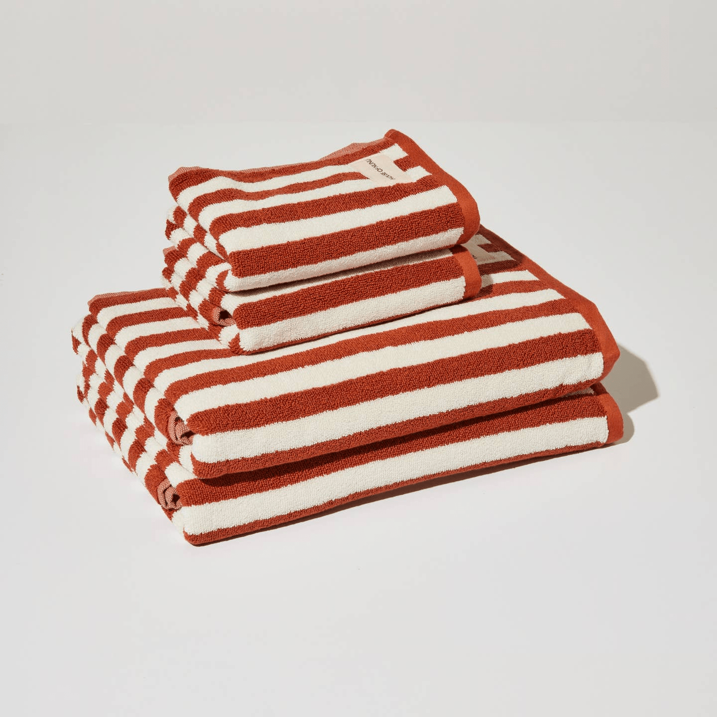 House of Nunu - Bath Towel in Red Ochre Stripe