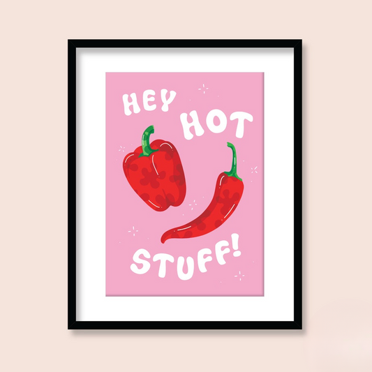 Ruby Roller Hey Hot Stuff Art Print in A4