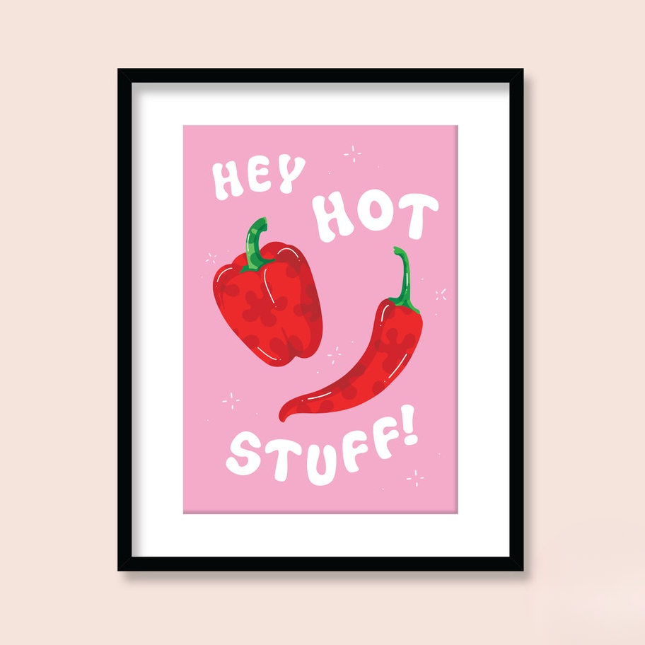 Ruby Roller Hey Hot Stuff Art Print in A4