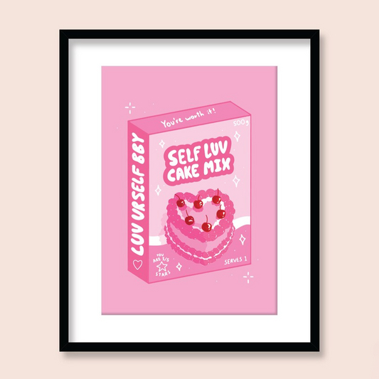 Ruby Roller Self Luv Cake Mix Art Print in A4