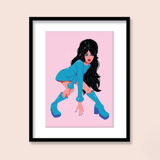 Ruby Roller Sixties Girl Art Print in A4