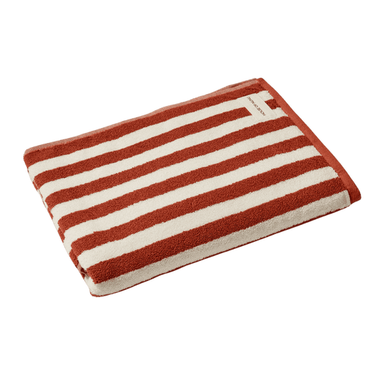 House of Nunu - Bath Towel in Red Ochre Stripe