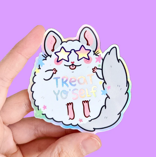 Fox & Cactus - Treat Yo' Self Chinchilla Vinyl Sticker