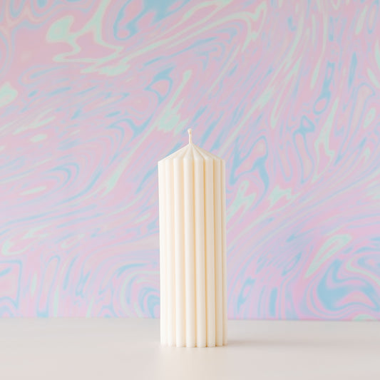 Nimki Hand Poured Large White Statement Pillar - Unscented