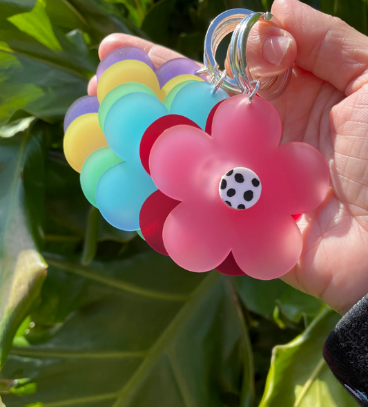 B Jewelled Flower Key Ring