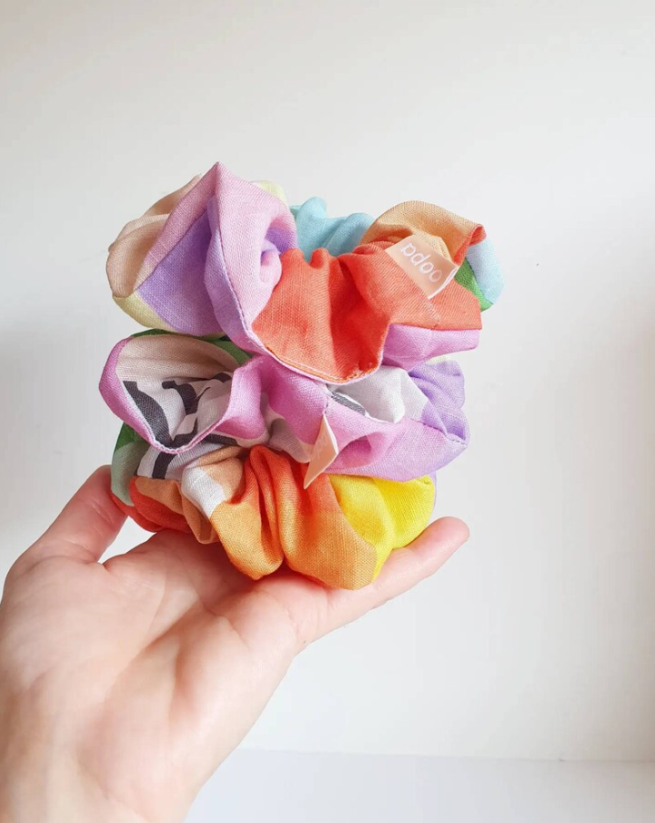 Oopa Handmade Colourful Linen Chunky Scrunchie