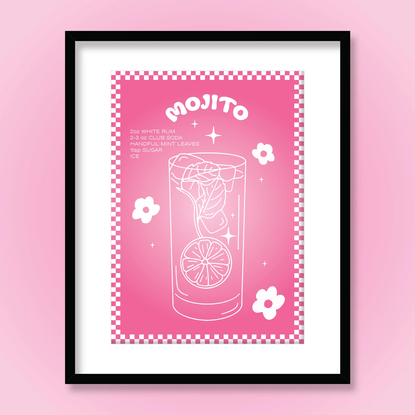 Ruby Roller Mojito Cocktail Art Print in A4