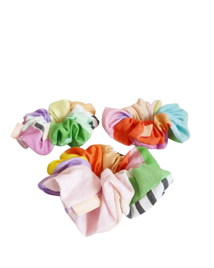 Oopa Handmade Colourful Linen Chunky Scrunchie
