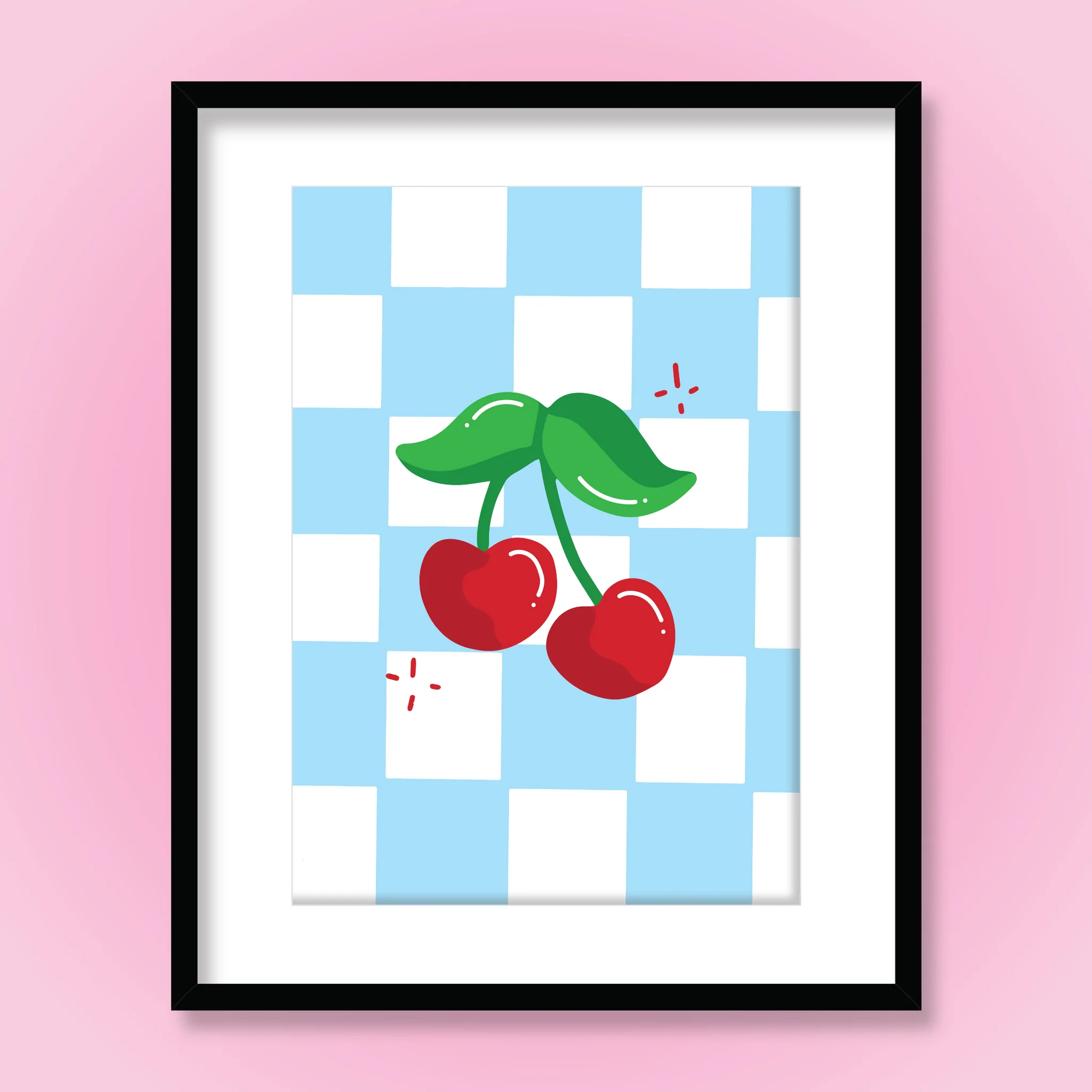 Nimki I Ruby Roller - Checkerboard Cherry Art Print in A4